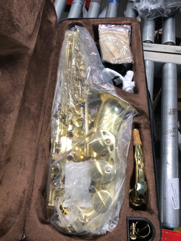 Photo 3 of ** neck damaged** EASTROCK Alto Saxophone Gold E Flat Sax Full Kit for Students Beginner with Carrying Case,Mouthpiece,Mouthpiece Cushion Pads,Cleaning Cloth&Cleaning Rod,White Gloves,Neck Strap