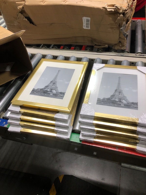 Photo 2 of ****new open***upsimples 8.5x11 Picture Frame Set of 10, Display Pictures 6x8 with Mat or 8.5x11 Without Mat, Multi Photo Frames Collage for Wall or Tabletop Display, Gold Gold 8.5x11