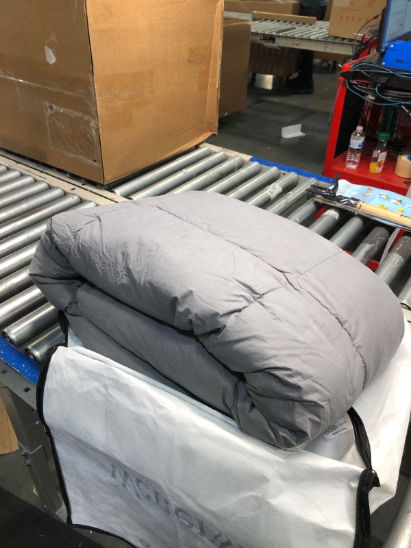 Photo 2 of **New Open**WENERSI Goose Feather Down Comforter Twin Size,Hotel Style Bedding Comforter,750+ Fill Power,1200TC,100% Organic Cotton Fabric,All Season Grey Duvet Insert with 8 Corner Tabs Twin(90x68inches) Solid Grey