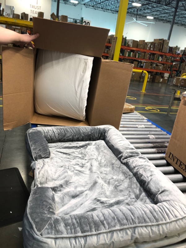 Photo 2 of **New Opened**Bedsure Orthopedic Dog Bed, Bolster Dog Beds for Medium/Large/Extra Large Dogs - Foam Sofa with Removable Washable Cover, Waterproof Lining and Nonskid Bottom Couch L?35x25x7"? Grey
