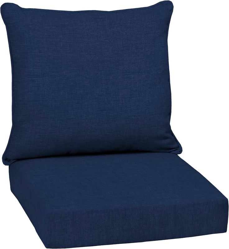Photo 1 of *New Open*Outdoor Deep Seat Cushion Set, 24 x 24, Water Repellant, Fade Resistant, Deep Seat Bottom and Back Cushion for Chair, Sofa, and Couch, Navy Blue
