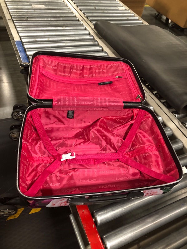 Photo 1 of BEBE Women's Marie 21" Hardside Carry-on Spinner Luggage, Black Floral Print, One Size One Size Black Floral Print
***Used, but in good condition***