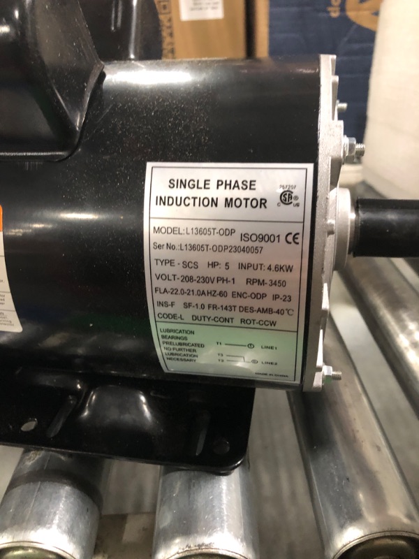 Photo 5 of 5HP Single Phase 143/5T Frame Electric Air Compressor Electric Motor 7/8 inch Shaft 3450RPM 208-230 Volts 60HZ 5HP 7/8" Keyed shaft
***Used, but in good condition*** 