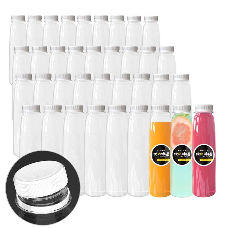 Photo 1 of 36 Pack 12 OZ Plastic Juice Bottles with Caps, Large Diameter Disposable Plastic Bottles Bulk with White Tamper Evident Lids for Juicing, Smoothie, Protein Drinks and Other Beverage (12 OZ, White)