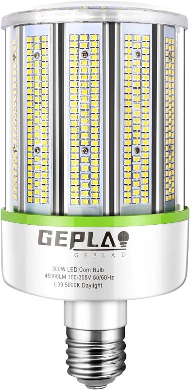 Photo 1 of 1000W Equivalent LED Corn Bulb, 300W E39 Mogul Base,42,000 Lumen Replacement Metal Halide/HID/HPS,5000K Daylight for Garage Warehouse Parking Light

