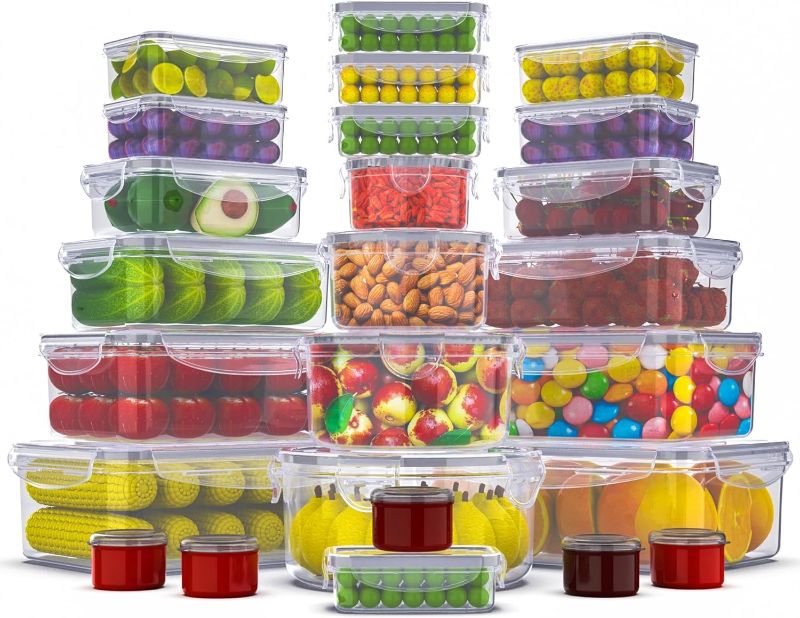 Photo 1 of ***USED*** 50 Pcs Large Food Storage Containers with Lids Airtight-85 OZ to Sauces Box-Total 526OZ Stackable Kitchen Bowls Set Meal Prep Container-BPA Free Leak proof Plastic Lunch Boxes- Freezer Microwave safe
