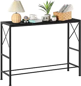Photo 1 of **USED** Narrow Console Table 41" Behind Couch Table Skinny Small Entryway Table, Black Wood Console Table with Metal Frame, Industrial Hallway Table for Entryway, Living Room, Foyer, Wood Sofa Table