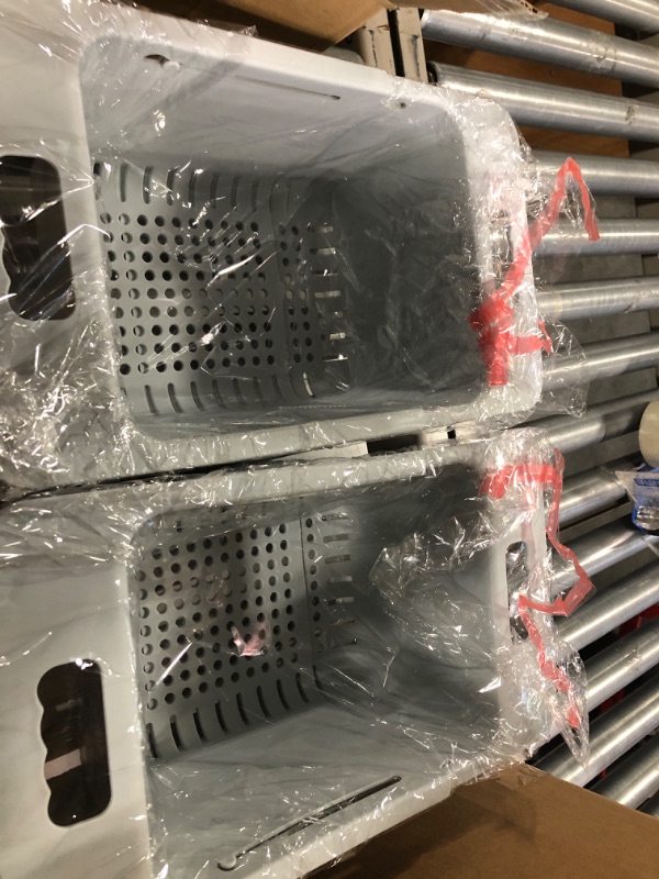 Photo 2 of Adjustable Freezer Baskets for Chest Freezer - Yatmung Deep Freezer Organizer Bins Expandable - Universal Freezer Storage Bins with Handle - Freezer Organization Accessories for Kitchen - Gray, 2-PACK 2 PACK - Grey