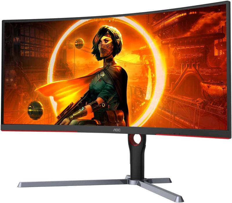 Photo 1 of  
AOC CU34G3S 34" Frameless Curved Ultrawide Gaming Monitor, WQHD 3440 x1440, 165Hz 1ms, FreeSync Premium, Height Adjustable, 3-Year Zero-Bright-dot, Black