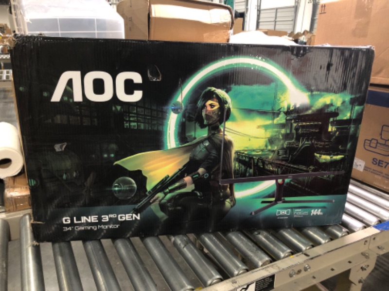 Photo 2 of  
AOC CU34G3S 34" Frameless Curved Ultrawide Gaming Monitor, WQHD 3440 x1440, 165Hz 1ms, FreeSync Premium, Height Adjustable, 3-Year Zero-Bright-dot, Black