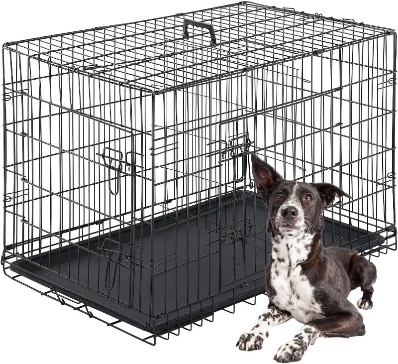 Photo 1 of 
FDW Dog Crate Dog Cage Pet Crate for Large Dogs Folding Metal Pet Cage Double Door W/Divider Panel Indoor Outdoor Dog Kennel Leak-Proof Plastic Tray Wire...