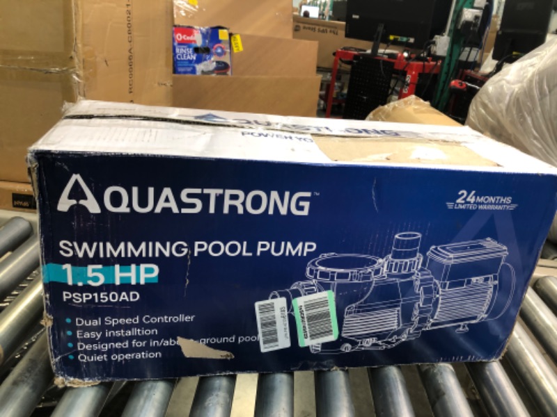 Photo 2 of  AQUASTRONG 1.5 HP In/Above Ground Pool Pump with Timer, 220V, 8100GPH, High Flow, Powerful Self Primming Swimming Pool Pumps with Filter Basket