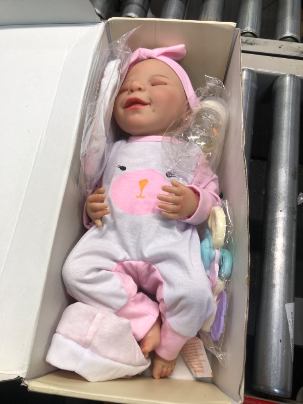 Photo 2 of BABESIDE Lifelike Reborn Baby Dolls - 20-Inch Sweet Smile Realistic-Newborn Baby Dolls Full Body Vinyl Sleeping Baby Girl Real Life Baby Dolls with Toy Accessories Gift Set for Kids Age 3+ hand-painted hair
