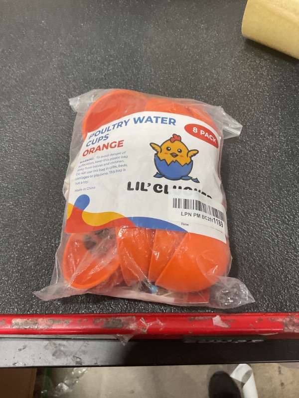 Photo 1 of (8 Pack) Lil Clucker Large Automatic Chicken Waterer Cups | Chicken Water Feeder Suitable for Chicks, Duck, Goose, Turkey and Bunny | Poultry Water Feeder Kit (Orange)…