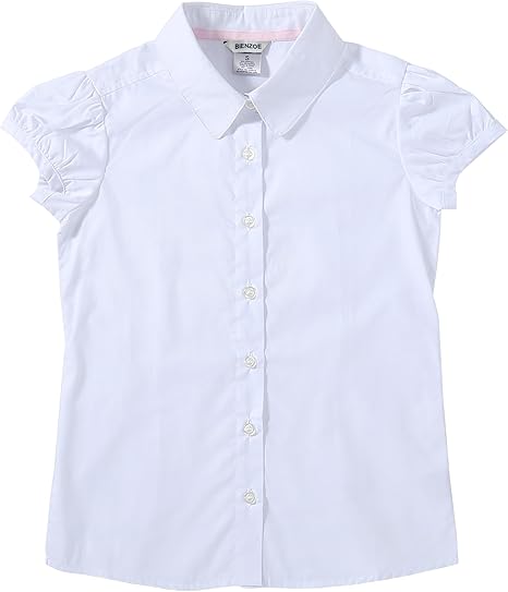 Photo 1 of **ITEM IS DIFFERENT FROM STOCK PHOTO** XS White Button Up School Uniform Cotton Oxford Collar Puff Dress Blouse