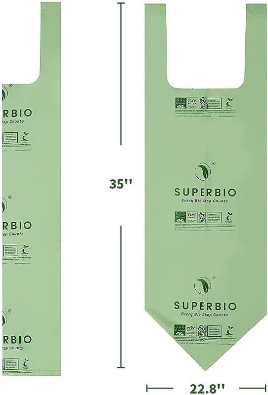 Photo 3 of (read full post) SUPERBIO 13 Gallon Handle Tie Food Scrap Bags Certified by BPI (commercially compostable only), Seedling,OK compost HOME and OK compost INDUSTRIAL, 30 Count, 49.2L