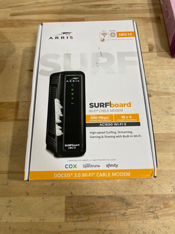 Photo 2 of ARRIS SURFboard SBG10 DOCSIS 3.0 16 x 4 Gigabit Cable Modem and AC1600 Wi-Fi Router