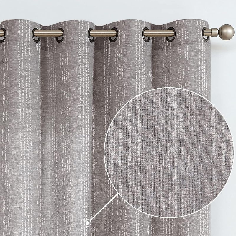 Photo 1 of (READ FULL POST) jinchan Boho Curtains Linen Curtains for Living Room Farmhouse Grey Curtains 84 Inch Length for Bedroom Grommet Semi Sheer Drapes Geometric Striped Printed Mudcloth Light Filtering 2 Panels Set