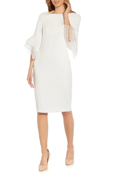 Photo 1 of Adrianna Papell Women's Knit Crepe Tiered Sleeve Dress, Ivory, 10