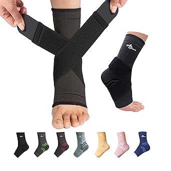 Photo 1 of ABIRAM Foot Sleeve (Pair) with Compression Wrap, Ankle Brace For Arch, Ankle Support, Football, Basketball, Volleyball, Running, For Sprained Foot, Tendonitis, Plantar Fasciitis XL
