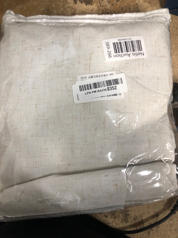 Photo 1 of 100% Blackout Linen Curtains 92 inch Length 2 Panels for Living Room Loop Pocket Pinch Pleated Black out Drapes Cream Colored Heat Reducing Total Blackout Window Curtains for Bedroom 92 inches Long