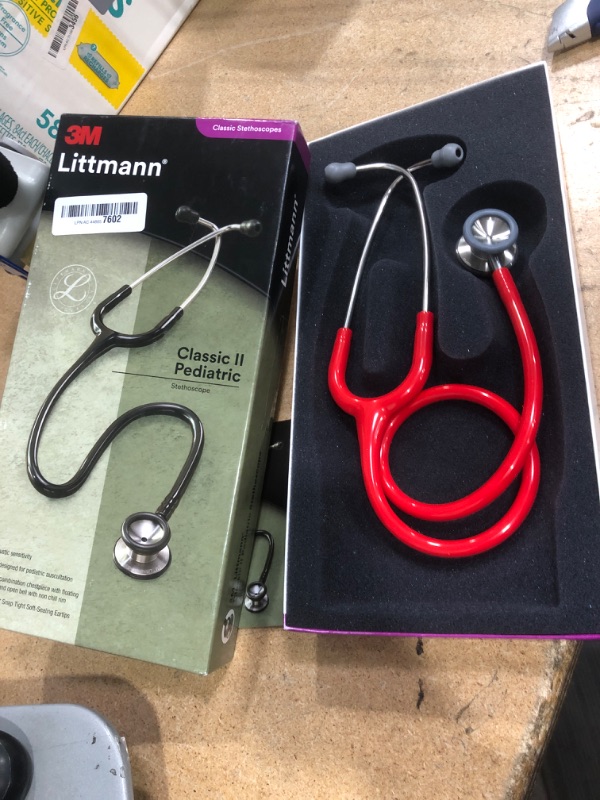 Photo 2 of 3M Littmann Classic II Pediatric Stethoscope, 2113R, Stainless Steel Chestpiece, 28" Red Tube