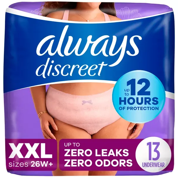 Photo 1 of Always Discreet Adult Incontinence Underwear for Women and Postpartum Underwear, XXL, Up to 100%* Bladder Leak Protection,