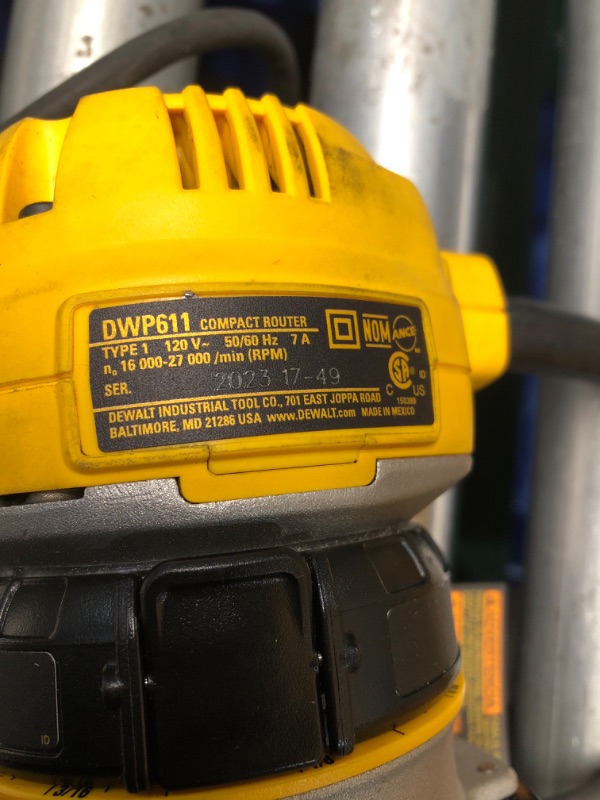 Photo 3 of ***NON REFUNDABLE, PARTS ONLY*** DEWALT Router, Fixed Base, 1-1/4 HP, 11-Amp, Variable Speed Trigger, Corded (DWP611)