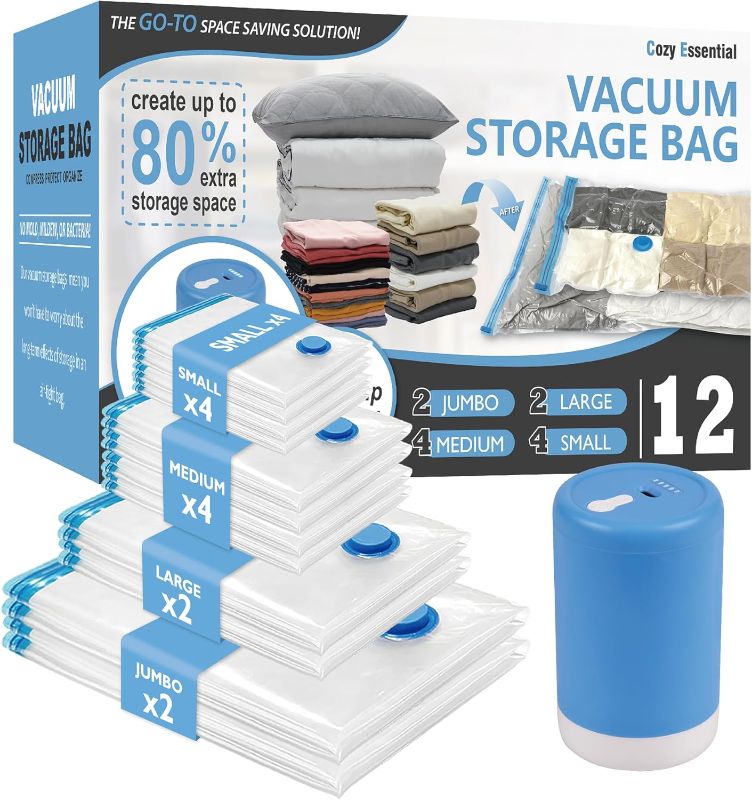 Photo 1 of *****STOCK IMAGE FOR SAMPLE*****SEE NOTES*****
Vacuum Storage Bags, 12 Pack, Vacuum Seal Space Saver Bags for Clothing, Pillows, Blanket, Bedding, Comforters
