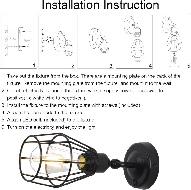 Photo 3 of (READ FULL POST) Maichis 12V LED RV Wall Sconce Light Fixture with Switch and Metal Cage Shade, RV LED Bedside Reading Lamp with Replaceable E26 LED Bulb (included), 12V Interior Light for RV, Marine