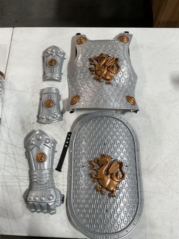 Photo 1 of **FOR PARTS ONLY**(MISSING PCS)
Dress Up America Knight Armor Set for Kids - Medieval Shield and Helmet Playset - Royal Knight Costume Dress Up for Boys