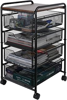 Photo 1 of 4-Drawer Rolling Storage Cart 5 Tier Rolling Utility Cart on Wheels for Office Home Coffee Bar, Book Art Craft Trolley Organizer, Black