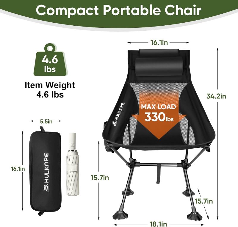 Photo 1 of (READ FULL POST) Camping Chairs,Portable Camping Chair for Adults with Headrest,Lawn Chairs Beach Chair with Anti-Sinking Feet Folding Backpacking Chair,Compact Foldable Travel Chair for Outdoor Camp Hiking Backpack