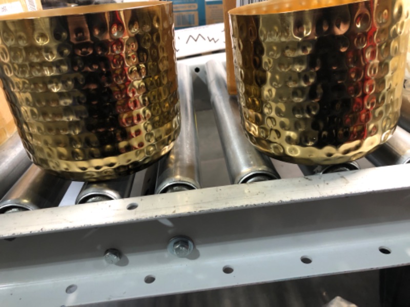 Photo 1 of ***(MINOR DAMAGE/ SEE NOTES) ***
MyGift Modern Hammered Brass Plated Metal Plant Pots for Indoor Plants, Cylindrical Metallic Planter, 6 and 5-Inch, Set of 2 - Handcrafted in India