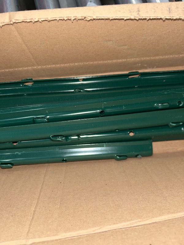 Photo 2 of 10 Pack 5ft Heavy Duty Metal U-Post Garden Fence Stakes| No Dig U-Channel Fence Posts for Wire, Electric, Temporary Fencing -Green