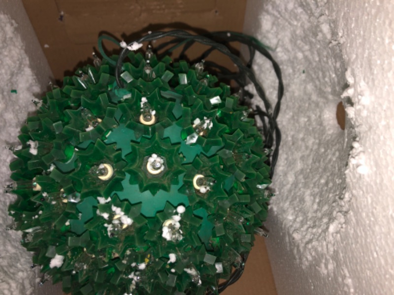 Photo 2 of (used/ functional) Novelty Lights Outdoor Christmas Starlight Sphere, Hanging Light Ball, Christmas Light Ball for Decoration (150 Light, 10", Green)