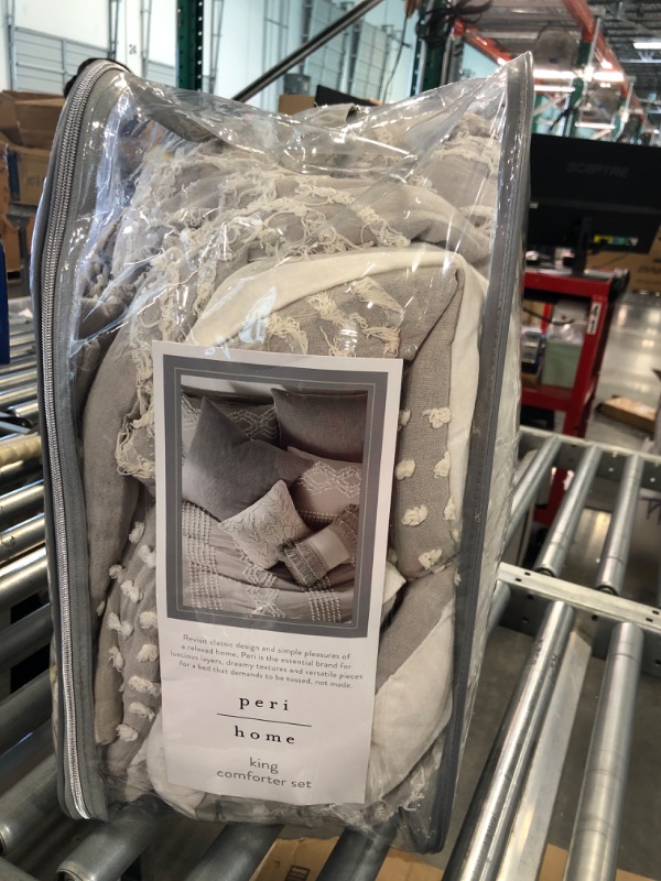 Photo 1 of Peri Home Cut Geo 100% Cotton 3-Piece Comforter and Sham Set, King, Grey
Visit the Peri Home Store