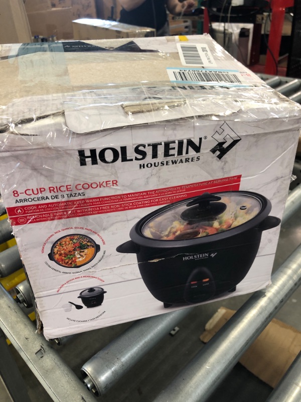 Photo 2 of ***MISSING SPOON AND BASKET*** Holstein Housewares 8-Cup Rice Cooker, Black - Convenient and User Friendly with Warm and Cook Function, Ideal for Rice, Quinoa, Oatmeal, Stews and Grains