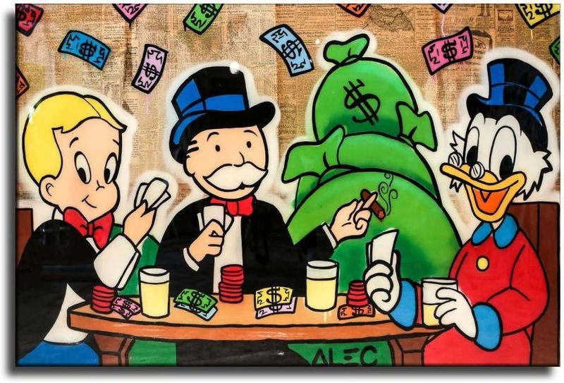 Photo 2 of Alec-Monopolys Graffiti Money Tea Time Canvas Art Poster And Wall Art Picture Print Modern Family Bedroom Decor Posters 12x18inch(30x45cm)