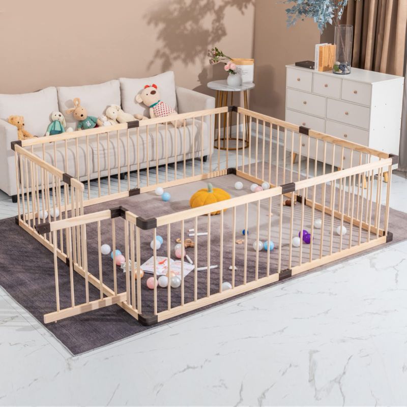 Photo 1 of Conababy Baby Playpen Play Pen Fence Gate for Babies and Toddlers Kids ,Wooden Playpen with Infant Safety Gates,Wooden Portable Indoor Outdoor Guard Fence Play Area Play Yard with Door (120x160CM) 120x160x61CM