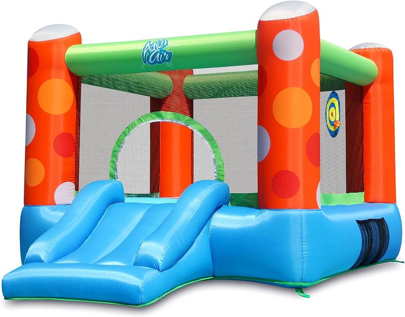 Photo 1 of ACTION AIR Bounce House, Inflatable Bounce House with Air Blower, Bouncy Castle with Durable Sewn and Extra Thick, Family Backyard Jump House, Great Gift for Kids