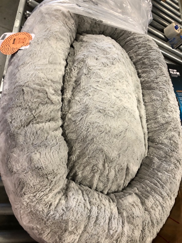 Photo 3 of Best Friends by Sheri The Original Calming Donut Cat and Dog Bed in Shag and Lux Fur, Machine Washable, High Bolster, Multiple Sizes S-XXL Lux Gray Large 36" x 36" Bed Only