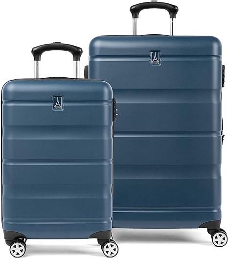 Photo 1 of Travelpro Runway 2 Piece Luggage Set, Carry-on & Convertible Medium to Large 28-Inch Check-in Hardside Expandable Luggage, 8 Spinner Wheels, TSA Lock, Hardshell  Suitcase, Teal Blue
