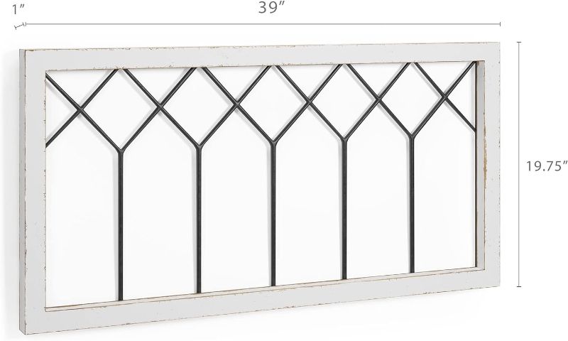 Photo 1 of Barnyard Designs 39x19.75 Rustic Window Frame Wall Decor, Vintage Country Wall Hanging Decor, Farmhouse Bedroom Décor, Single, White/Black