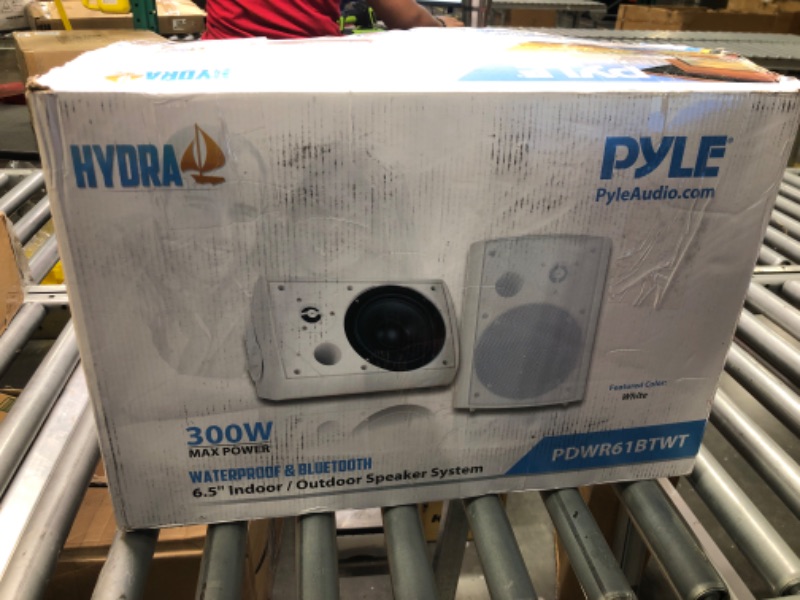 Photo 1 of Outdoor Wall-Mount Patio Stereo Speaker - Waterproof Bluetooth Wireless & No Amplifier Needed - Portable Electric Theater Sound Surround System for Home Party Cabinet Enclosure- Pyle PDWR61BTWT White