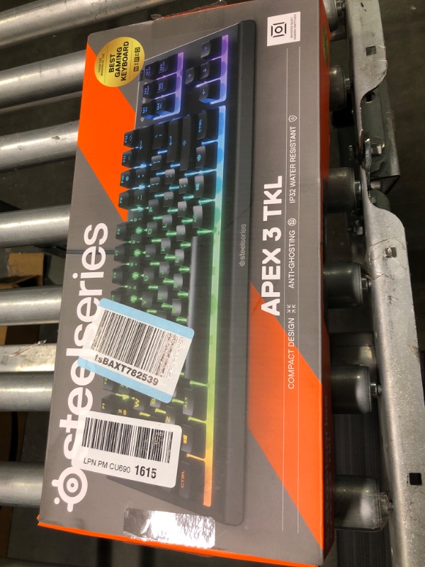 Photo 2 of SteelSeries Apex 3 TKL RGB Gaming Keyboard – Tenkeyless Compact Form Factor - 8-Zone RGB Illumination – IP32 Water & Dust Resistant – Whisper Quiet Gaming Switch – Gaming Grade Anti-Ghosting