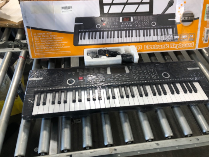 Photo 3 of 61 Keys Keyboard Piano, Electronic Digital Piano with Built-In two Speaker Microphone, With Sheet Stand and Power Supply, Portable Keyboard Gift Teaching for Beginners