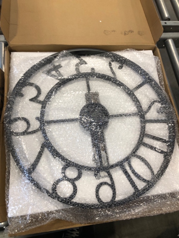 Photo 1 of Qukueoy 24 Inch Thicker Metal Large Wall Clock Home Decorative Industrial Clocks with Big Arabic Numerals,Retro Oversized Clock for Living Room Decor,Battery Operated(Black) Black 24inch