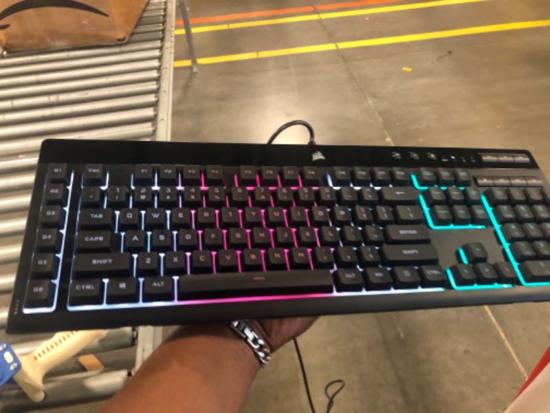 Photo 2 of CORSAIR K55 RGB PRO-Dynamic RGB Backlighting - Six Macro Keys with Elgato Stream Deck Software Integration-IP42 Dust and Spill Resistant-Detachable Palm Rest-Dedicated Media and Volume Keys, Black