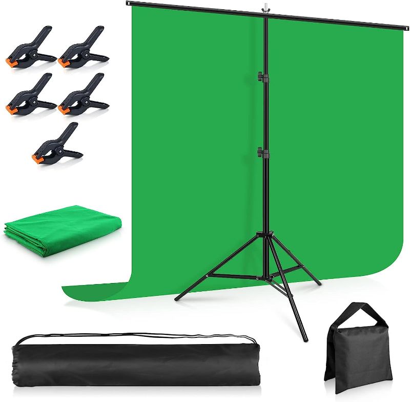 Photo 1 of Heysliy Green Screen Backdrop with Stand Kit, 6.5 X 6.5 Ft Portable Green Screen Stand with 5 X 6.5 Ft Greenscreen for Streaming,Video Gaming,Zoom 5 × 6.5FT Upgraded Green Screen Kit